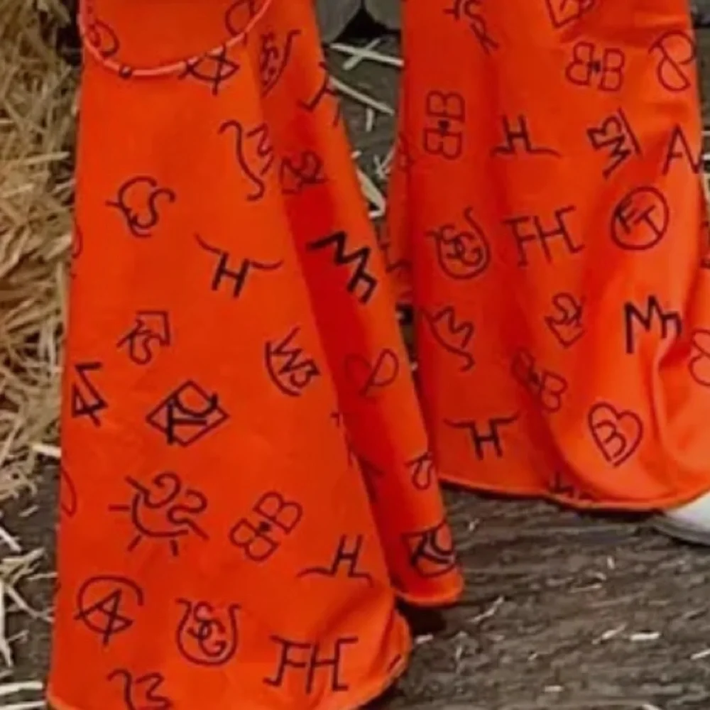 Yellowstone Dutton Ranch inspired Black Long Sleeve and Orange Flare Pant Set - Picture 4 of 4